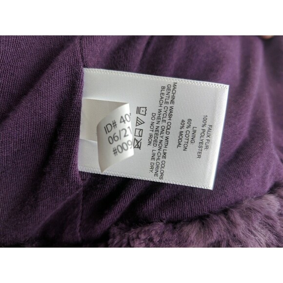 EXPRESS Faux Fur Hooded Deep Purple Teddy Jacket Sz Small w/ Gold Accents - Picture 14 of 14